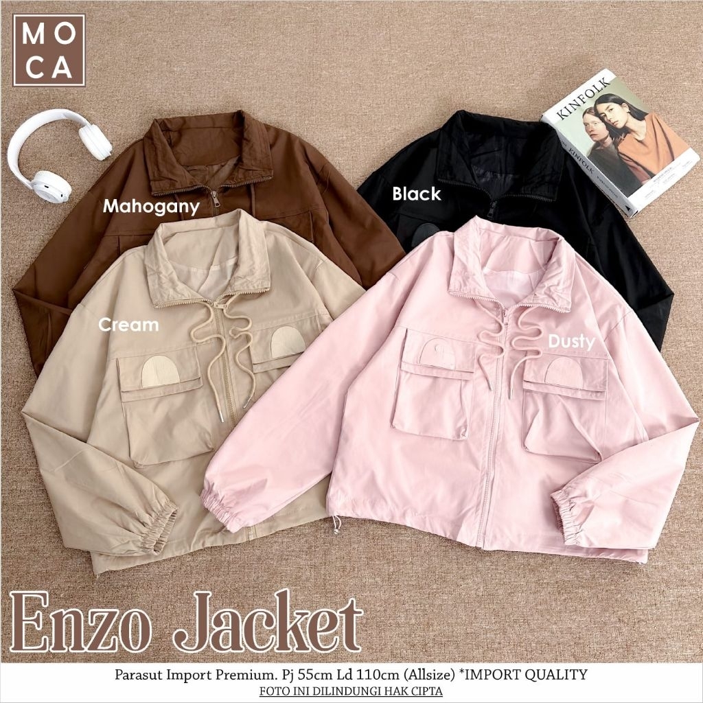 MOCA KOTAK Enzo Jacket Wanita Parasut Import Premium Korea Style Lengan Panjang
