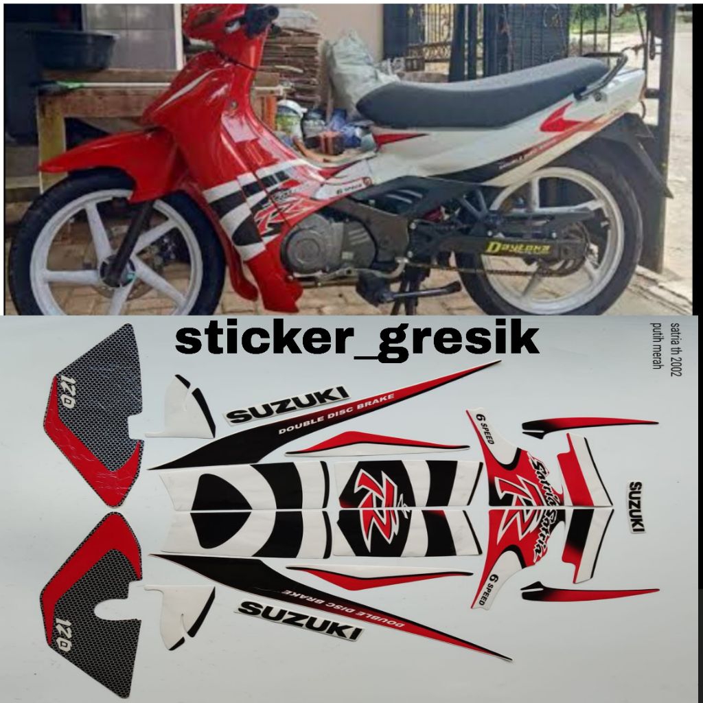striping Sticker satria lumba merah putih