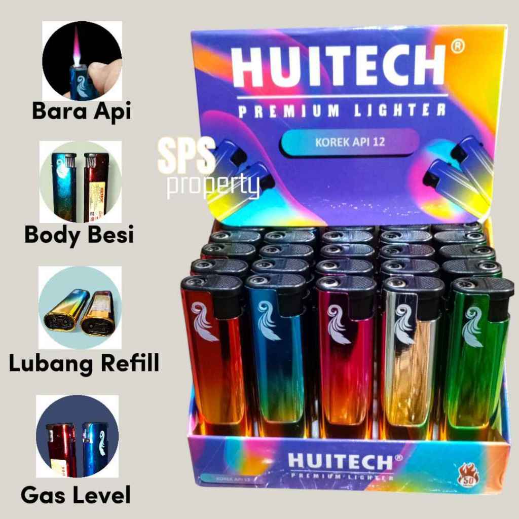 Paket 10 PCS Korek Gas Bodi Besi Bara Api Biru SNI