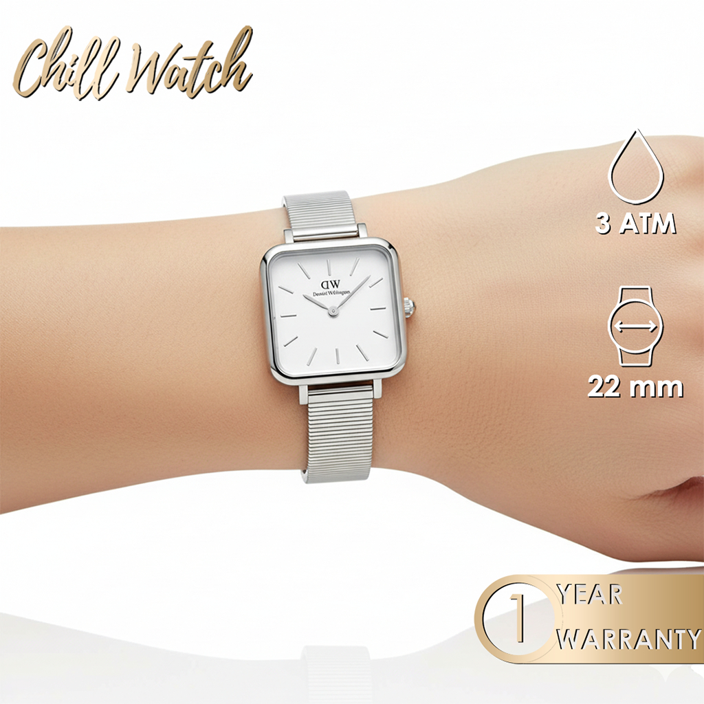 Jam Tangan Wanita Daniel Wellington Quadro Studio 22x22 Silver White - Original Garansi 1 Tahun
