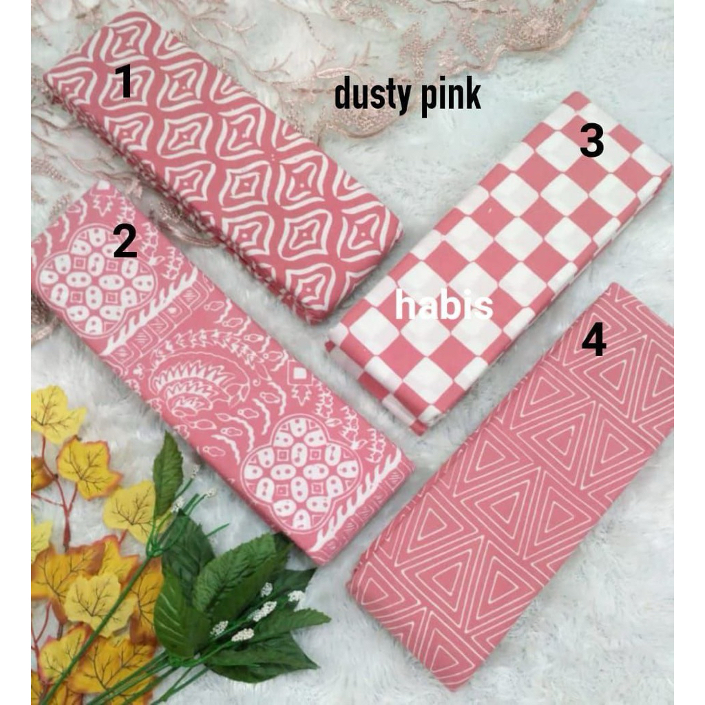 Kain Batik Cap Garutan  Warna Dusty Pink series Kain Batik Meteran Seragaman - Kain Batik Bahan Katu