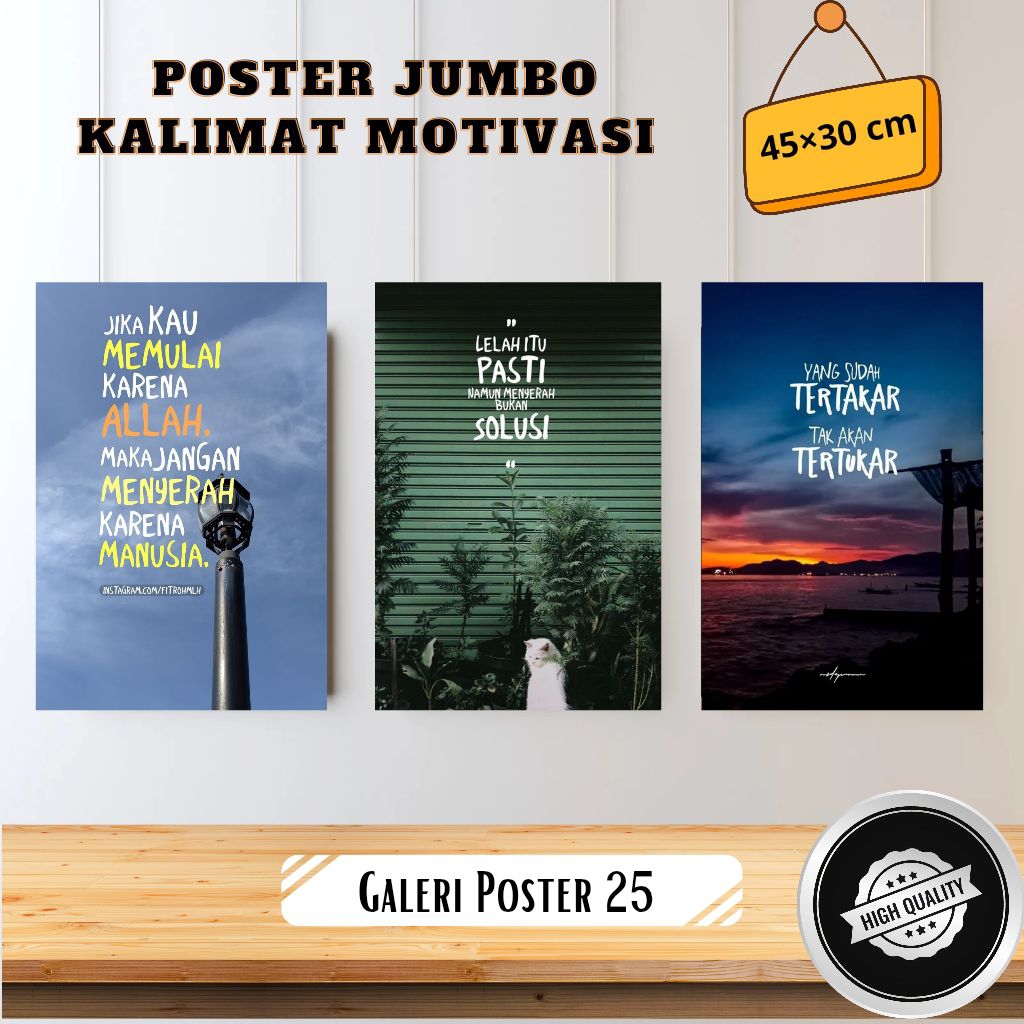 Hiasan dinding Motivasi Wall Decor Poster Kayu Dekorasi kantor ruang kerja ruang tamu pajangan kamar
