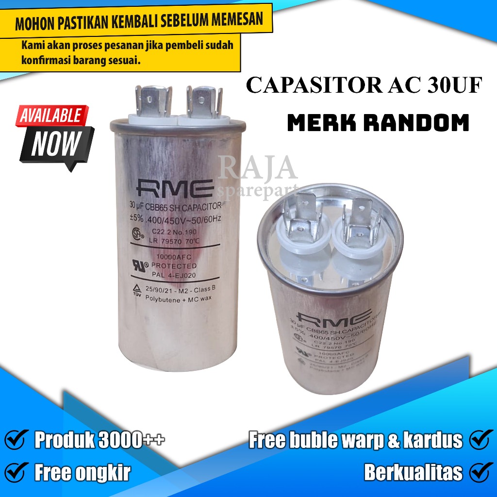 C30 Capasitor Running AC Single / CAPASITOR AC 30UF