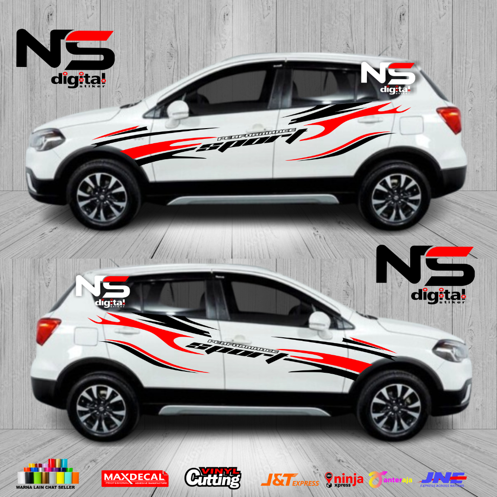 2 PCS KANAN-KIRI NEW STIKER MOBIL TERBARU KEREN Suzuki SX4 X-OVER sticker stripe mobil suzuki sx4 st