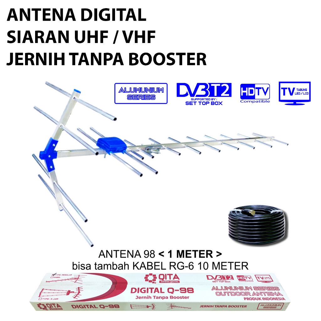 ( PROMO ) Antena TV Luar Digital Siaran UHF / VHF Tabung LED LCD Outdoor (Balun Asli)