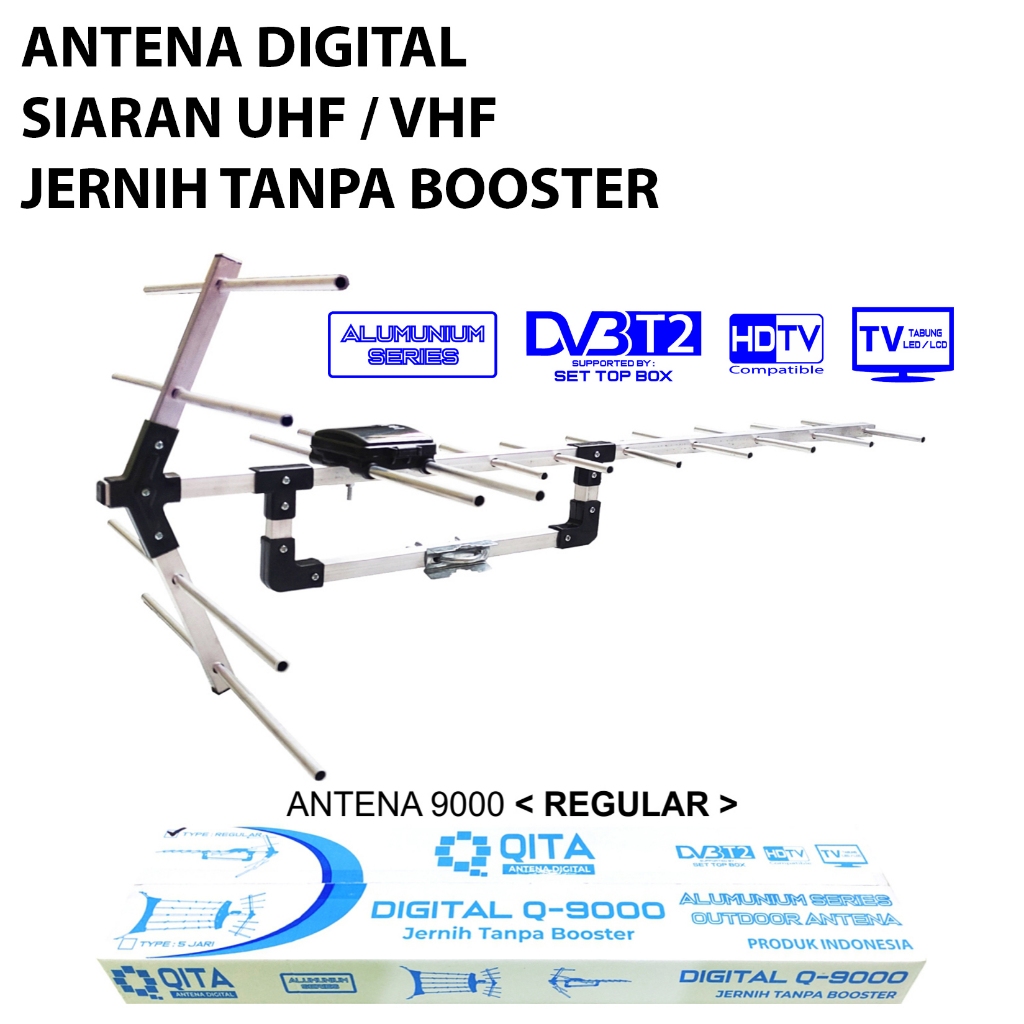 ( PROMO ) Antena TV Luar Digital Siaran UHF / VHF Tabung LED LCD Outdoor (Balun Asli)