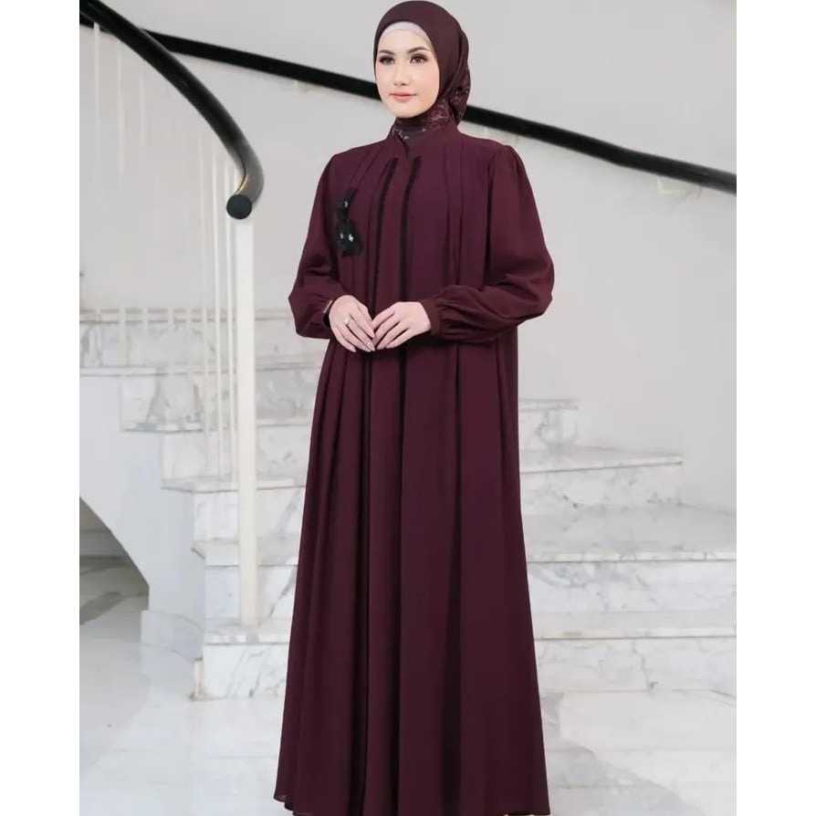 Azahra Abaya Gamis Terbaru Dress Lebaran Bahan Ceruty Babydol Mix Renda Gamis Pesta Mewah