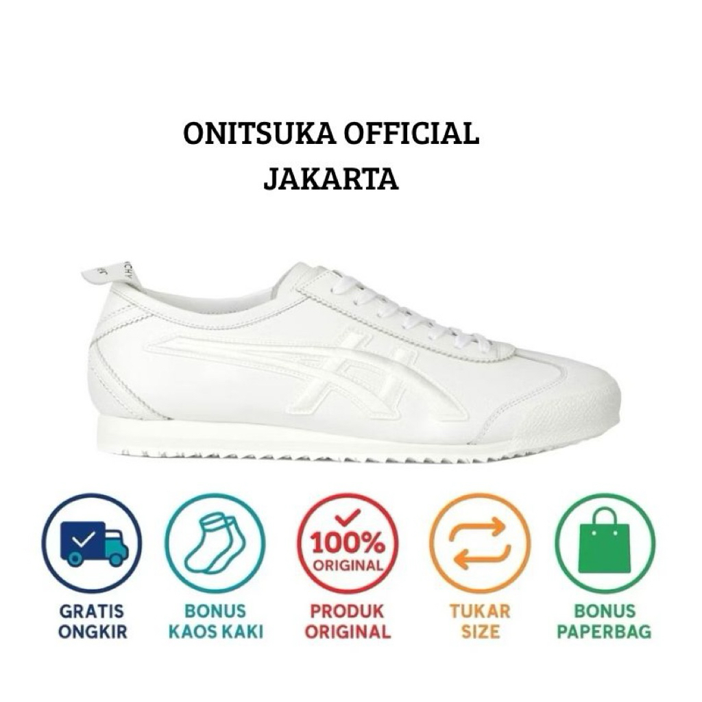 onitsuka tiger ORIGINAL DELUXE NIPPON MADE triple white // free paperbag & kaos kaki
