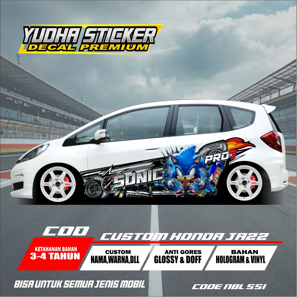 STICKER DECAL THAILOOK HONDA JAZZ ANIMASI SONIC / NBL 551-560 FREE CUSTOM NAMA