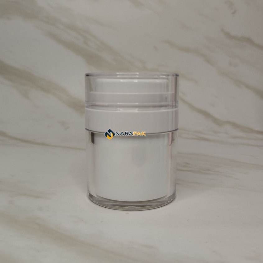 Botol Jar Pump Airless 30ml Pot Jar Press On Putih