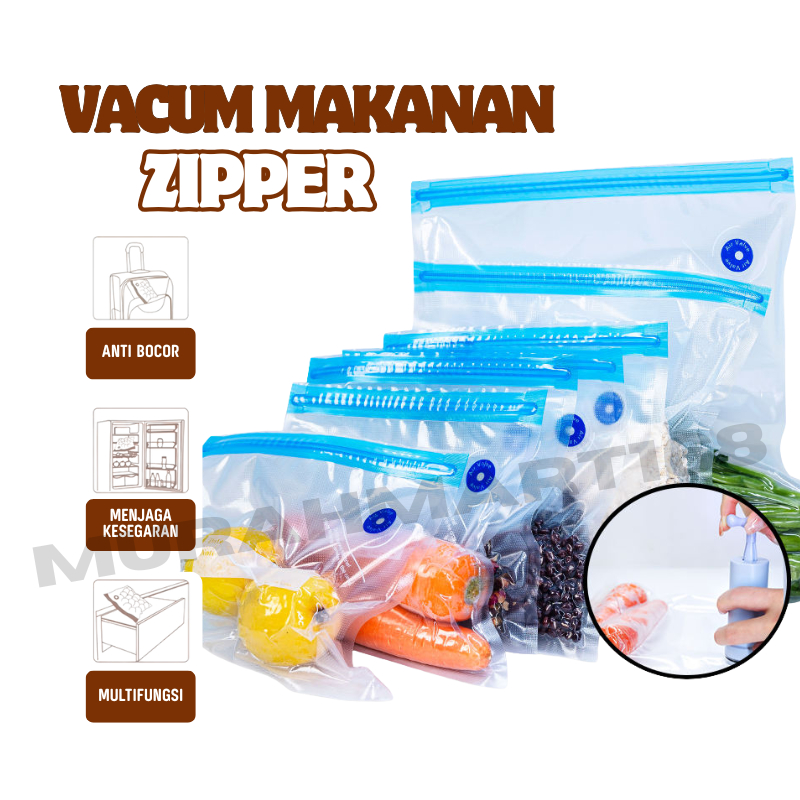 PLASTIK VACUUM BAG MAKANAN POLOS ZIPPER LOCK VAKUM MAKANAN