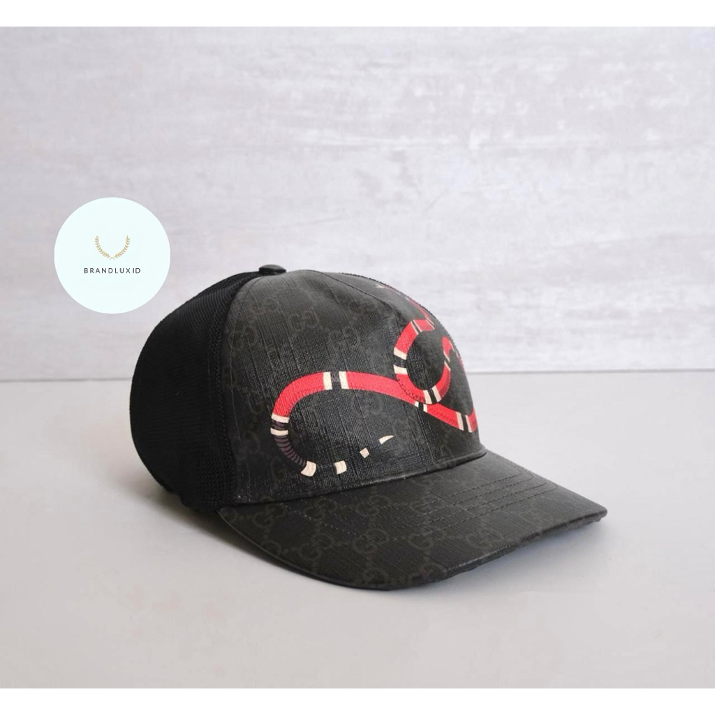 Gucci Baseball Cap Supreme Canvas Snake in Black Color