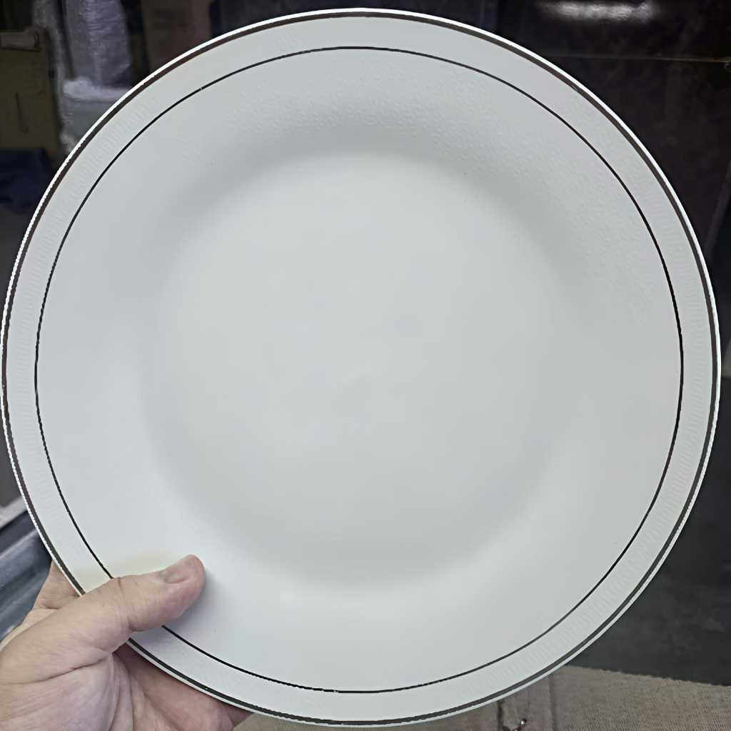 (HARGA SATUAN) Piring Ceper Keramik Lis Silver Emas 10.5" || Piring Keramik Emas Pyramid 10.5" Pirin