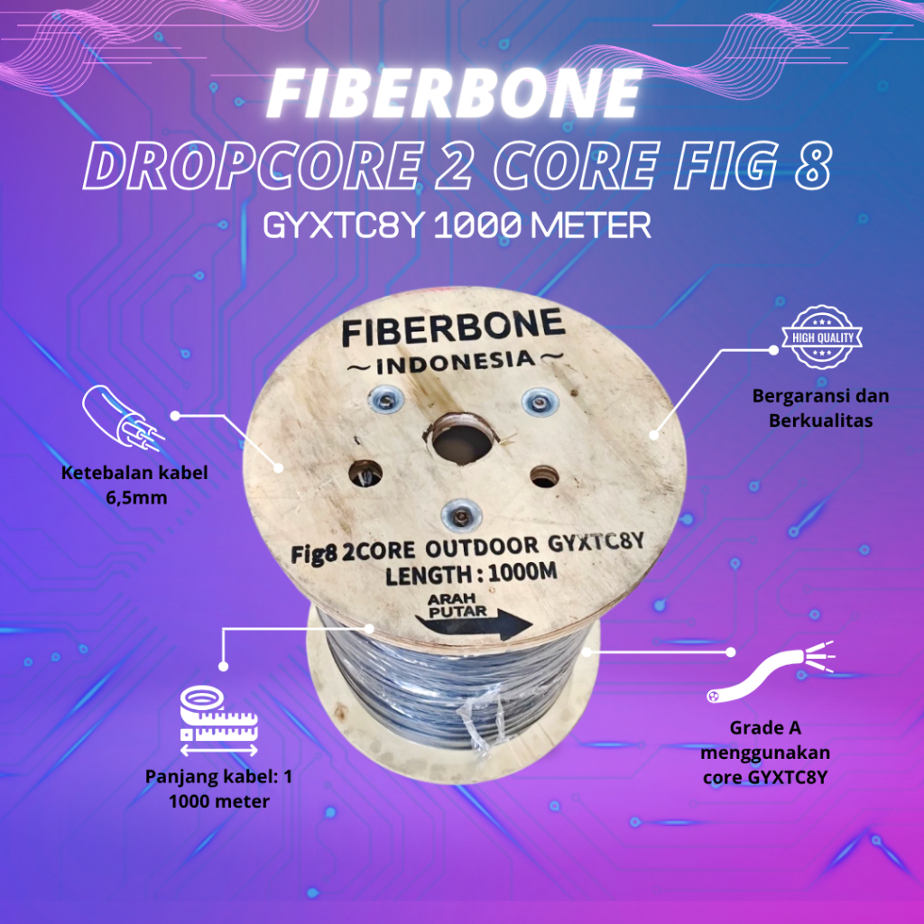 2 Core Fig8 Mini Tube Jelly Kabel Dropcore Ftth Fiber Optic Merk Fiberbone
