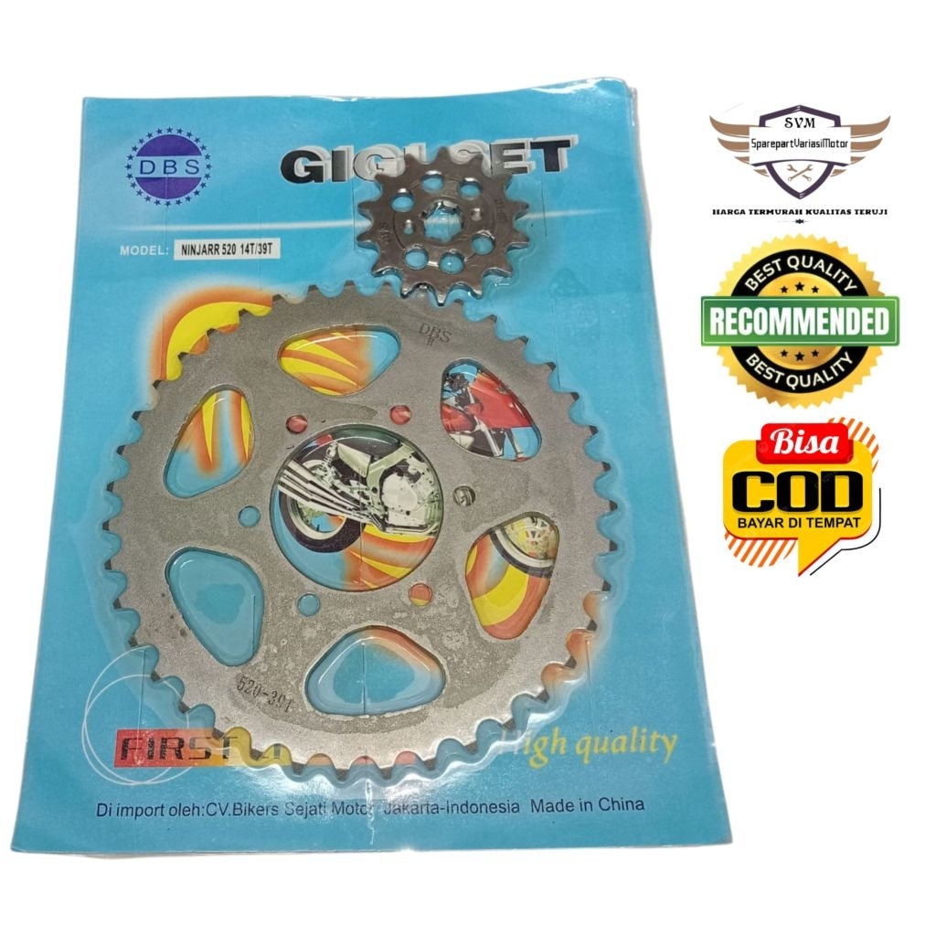 GEAR NINJA RR GIR SET NINJA RR GEAR DEPAN BELAKANG NINJA RR 520 14/39T KUALITAS TERJAMIN