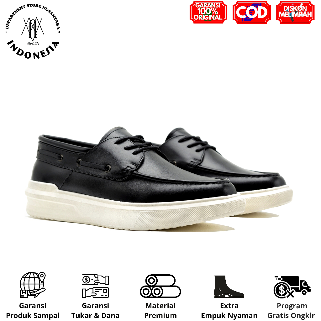 uawshoesofficial x BERGARANSI ORI | KENZIOS STEVE BLACK WHITE - Sepatu Casual Sneakers Pria Kulit