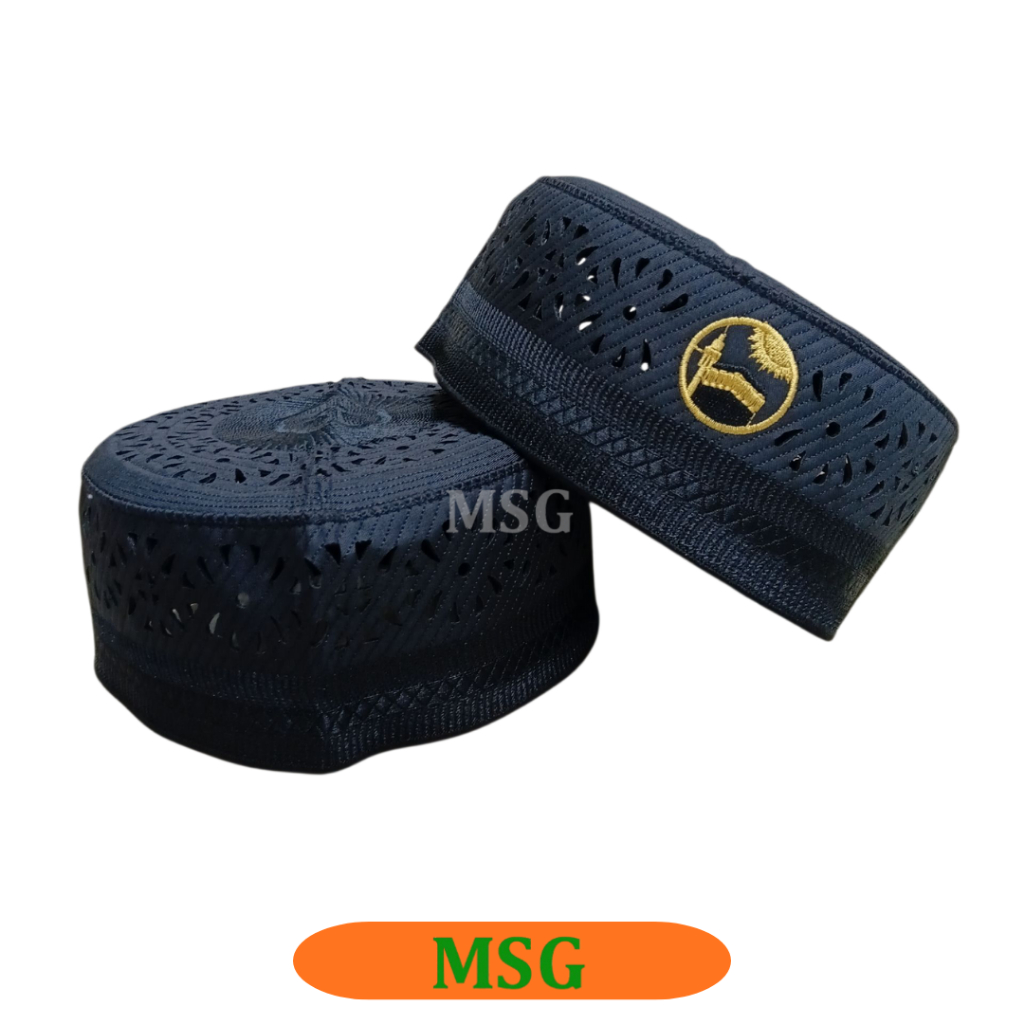 Peci Madinah Bugis Laser Warna Hitam Tinggi 7 cm