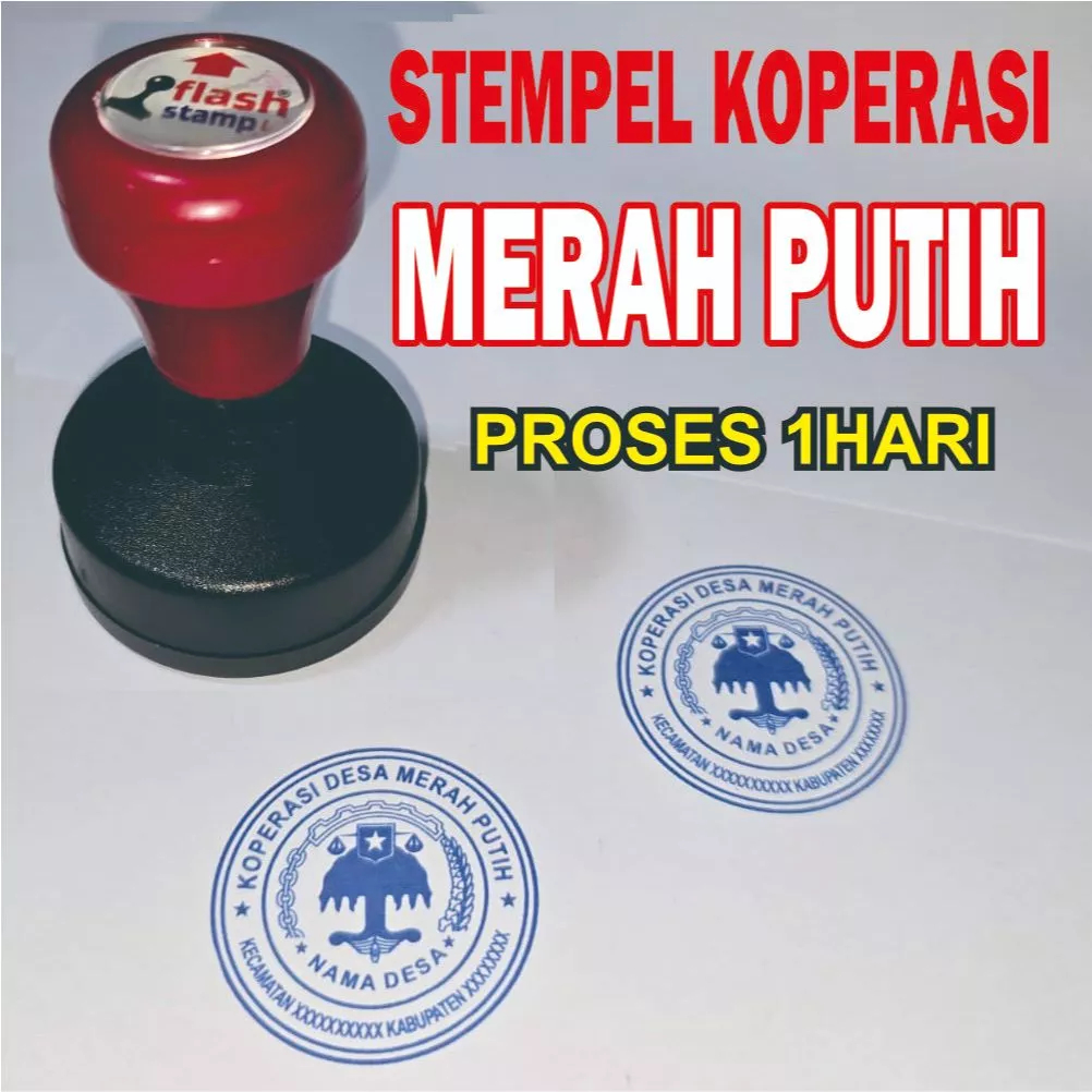 Stempel Koperasi Merah Putih BULAT UKURAN 4CM