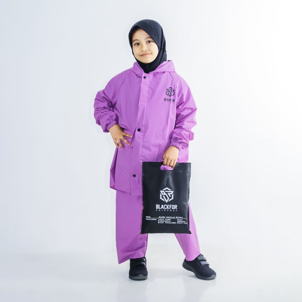 jas hujan anak anak jas hujan usia 5-12 tahun raincoat anak blackfor terlaris