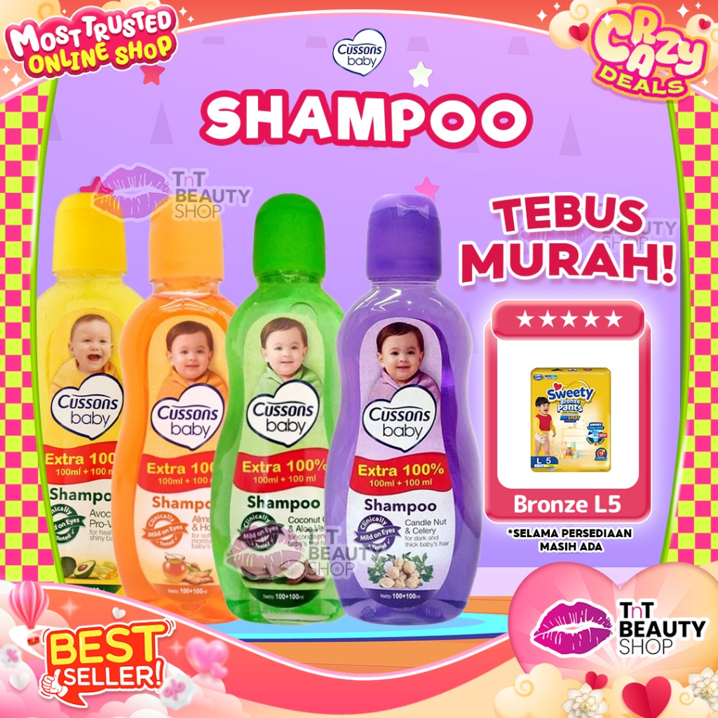 Cussons Baby Shampoo 100ml | Candle Nut & Celery - Almond Oil & Honey - Avocado & Pro vit B5 - Cocon