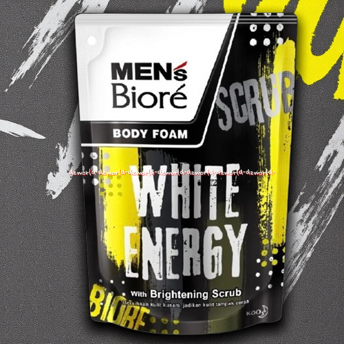 Men's Biore Body Foam 250ml White Energy With Brightening Scub Refill Sabun Mandi Cair Untuk Pria Co