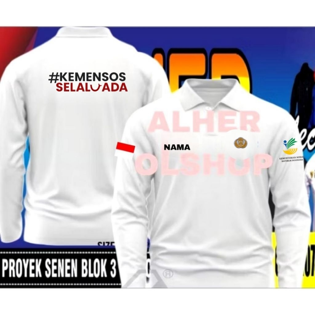 kaos PKH kaos kemensos hadir baju kemensos hadir baju PKH full bordir depan belakang seragam PKH ser