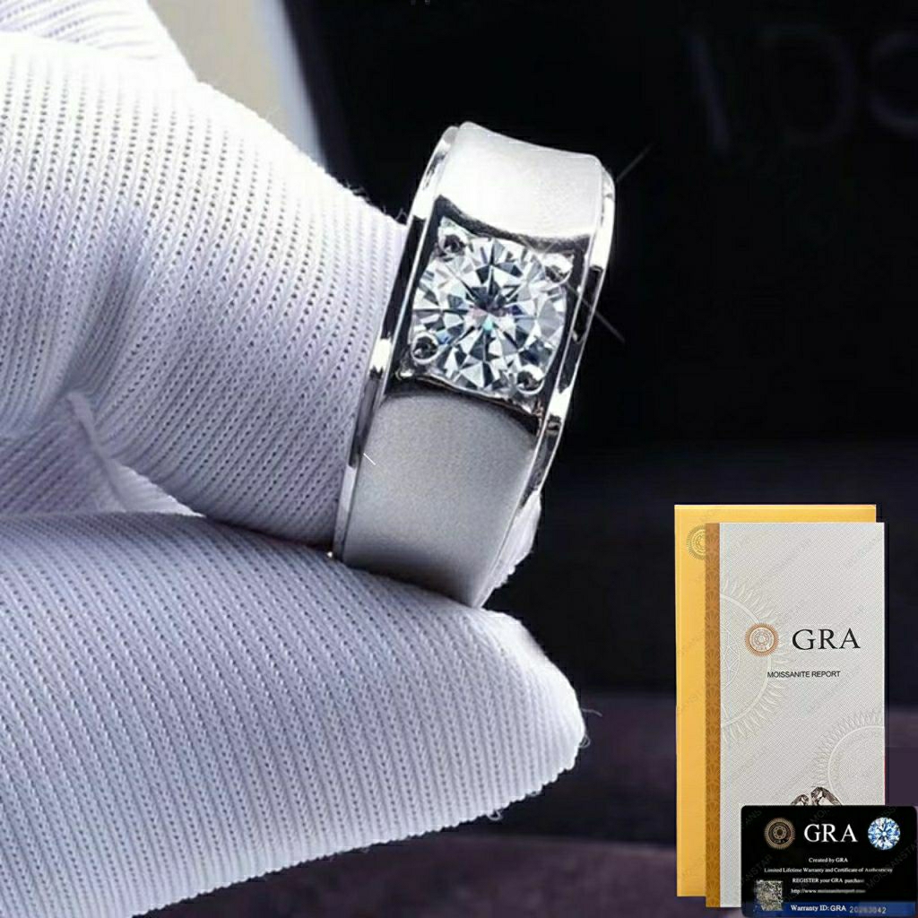 Cincin Moissanite Pria GRA Cincin Pria Moissanite Cincin Perak Silver Pria Cincin Keren Pria Cincin 