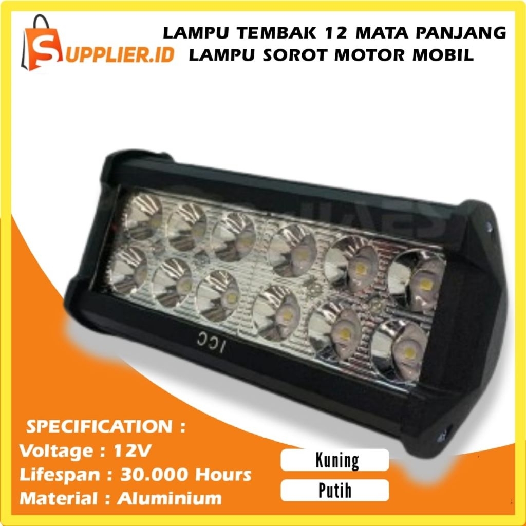 Lampu Tembak 12 Mata Panjang Lampu Sorot Universal Mobil Motor