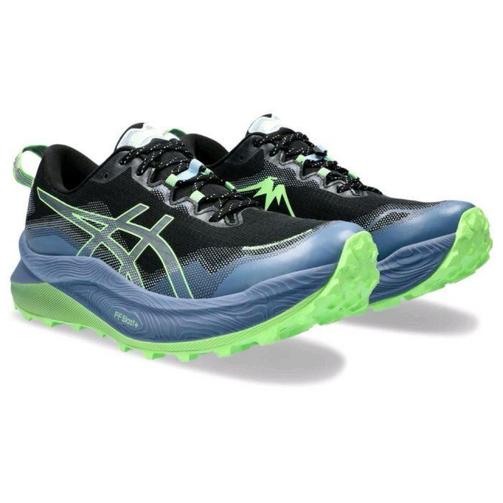 Sepatu Lari Outdoor Asics Trabuco Max 3 Black Blue / Illuminate Green
