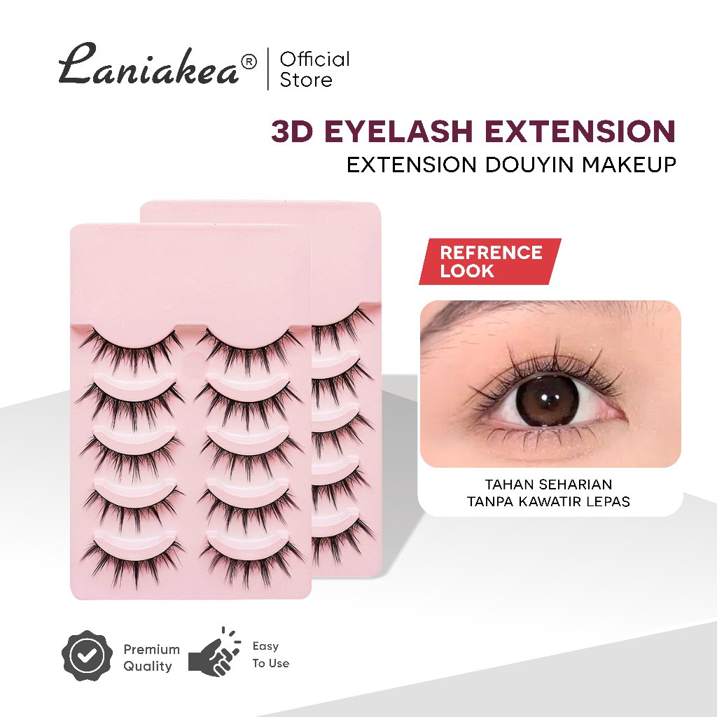 LANIAKEA 5 Pasang Bulu Mata Palsu Eyelashes Curling Lashes Extension Douyin Make Up