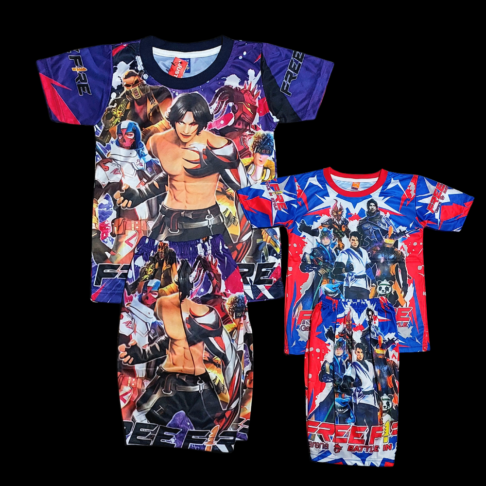 SETELAN BAJU ANAK FREE FIRE PRINTING/KAOS BAJU FREE FIRE ANAK PRINTING