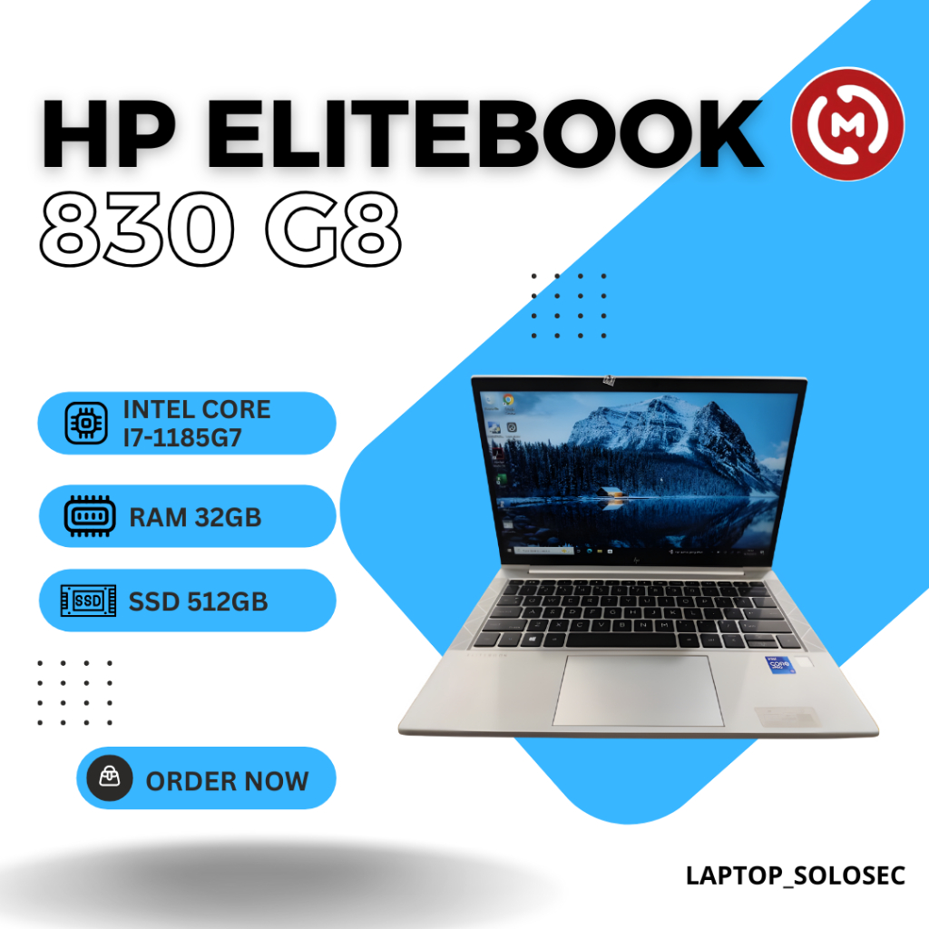 Laptop Second HP Elitebook 830 G8 Intel Core i7-1185G7 RAM 32GB SSD 512GB Win 11 - GARANSI 1 BULAN