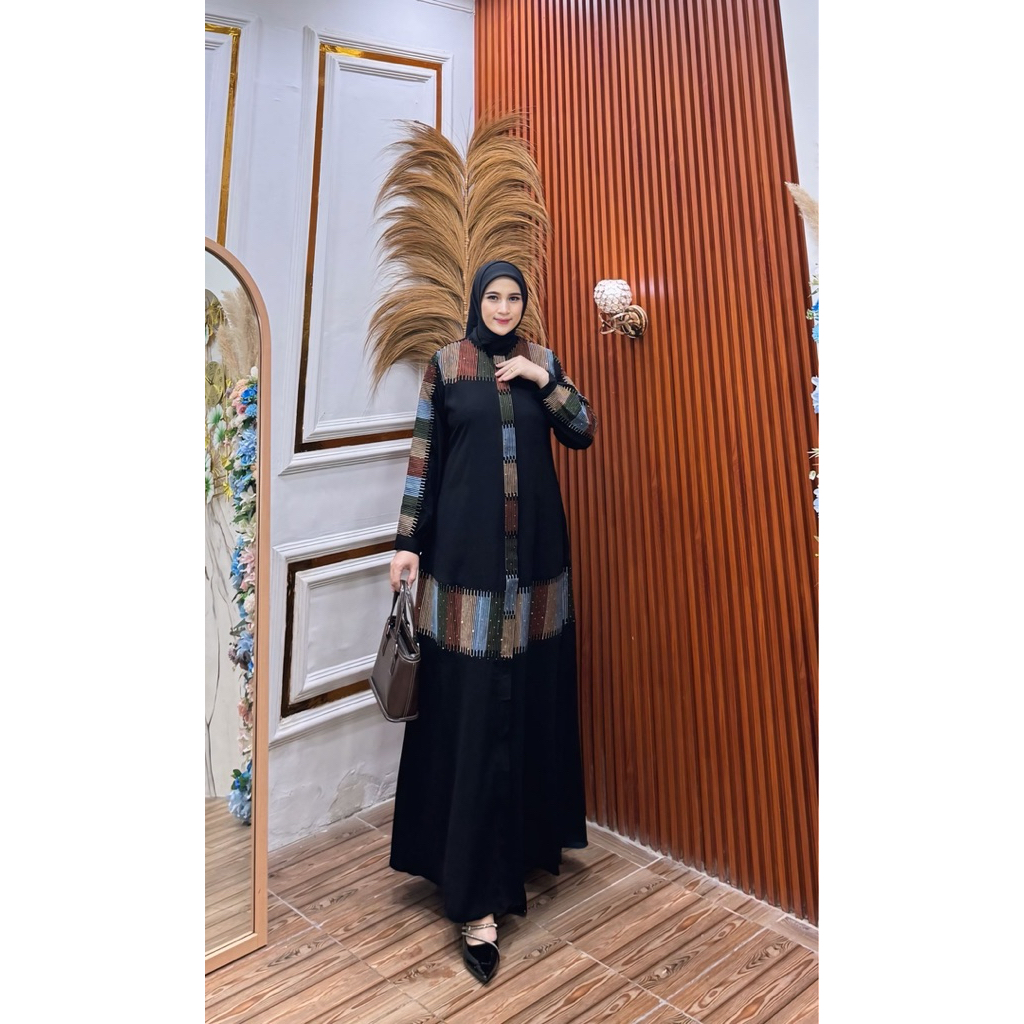 Abaya wanita dewasa_ jetblack_Bordir Abaya turkey