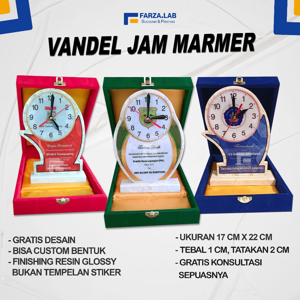 Vandel Jam Marmer, Plakat Jam, Plakat Marmer, Cinderamata, Plakat Ucapan Terimakasih