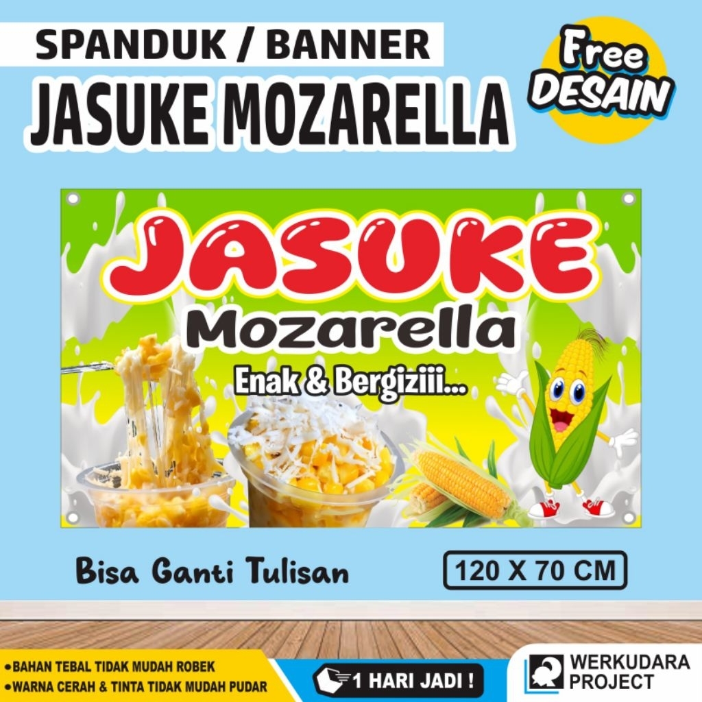 Spanduk Jasuke Mozarella Lumer Ukuran 120 X 70 Cm / Banner Jasuke Mozarella Lumer kuran 120 X 70 Cm
