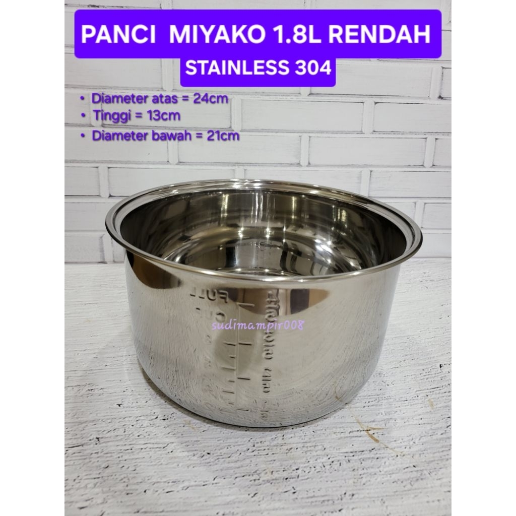 Panci rice cooker 1.8L Miyako Stainless - kingelectronicmedan