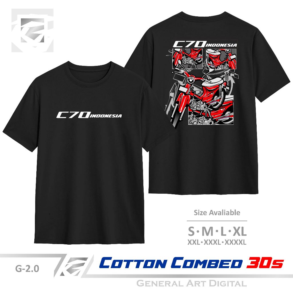Baju Kaos C70 Indonesia T-shirt Pria wanita kaos Honda C70 machine Termurah