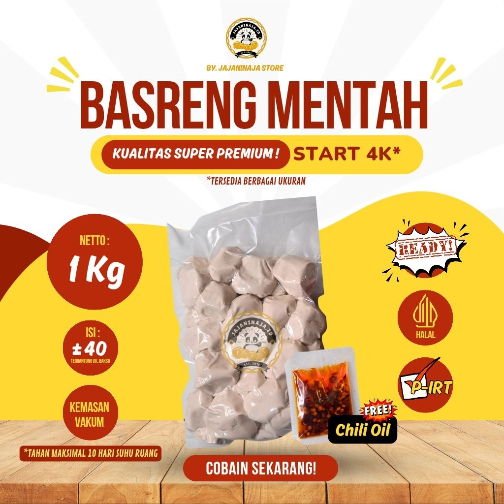 [DISTRIBUTOR] (ECER FREE CHILI) 1Kg Basreng Mentah