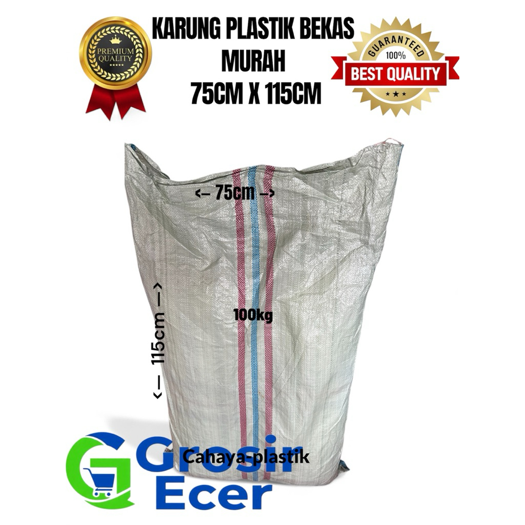 KARUNG PLASTIK JUMBO BEKAS 100kg UKURAN 75 X 115cm (ISI 20 Lembar)