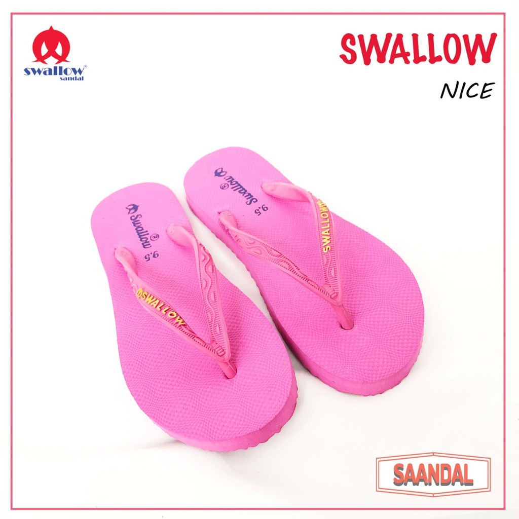 Sandal Jepit Karet Wanita Perempuan Swallow Nice Original Merah Biru Hitam Hijau Pink Ungu sandal je