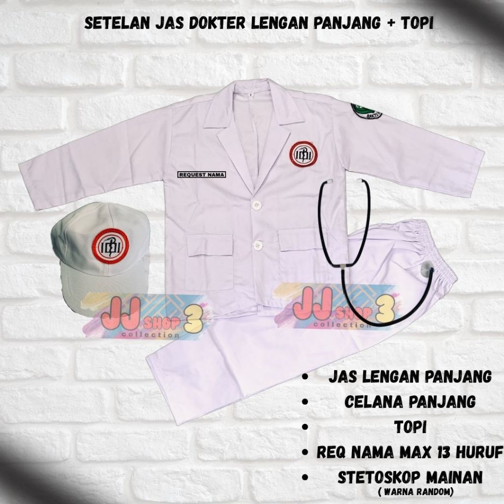 BAJU DOKTER ANAK , SETELAN  JAS DOKTER ANAK LAKI LAKI DAN PEREMPUAN   , SETELAN JAS DOKTER + REQUEST