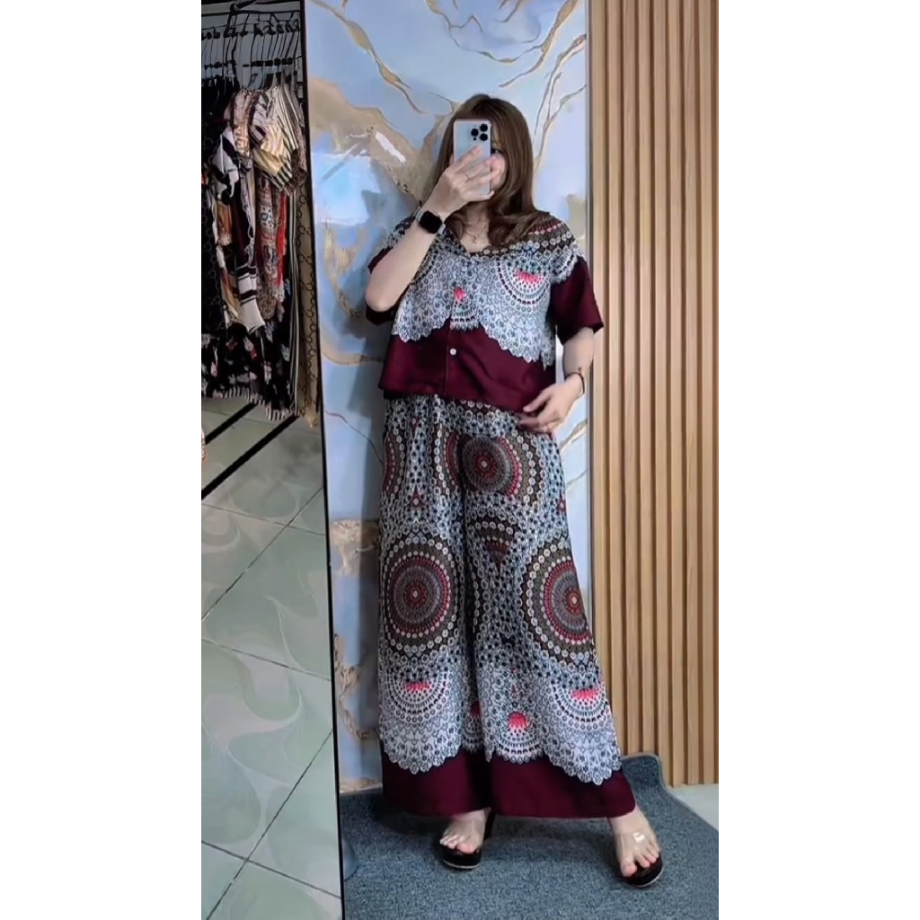 Daily setelan crop lengan pendek celana kulot setelan rayon premium kekinian wanita adem halus