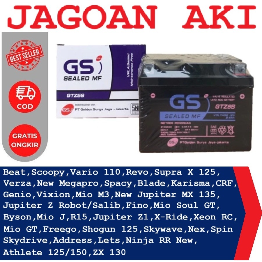 Aki Motor Honda Vario 110 GTZ5S Aki Kering Accu Kering MF