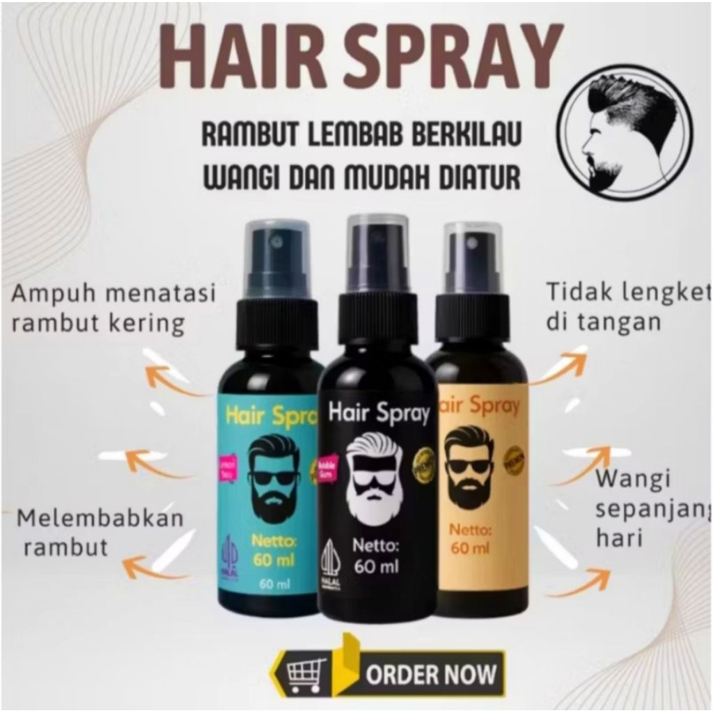 Hair Spray 50ML. Minyak Rambut Pria. Perawatan Rambut. Klimis Rambut. Menghitamkan Rambut Kering Ket