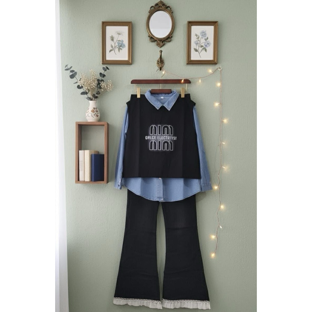 3in1 kemeja jeans miu miu junior