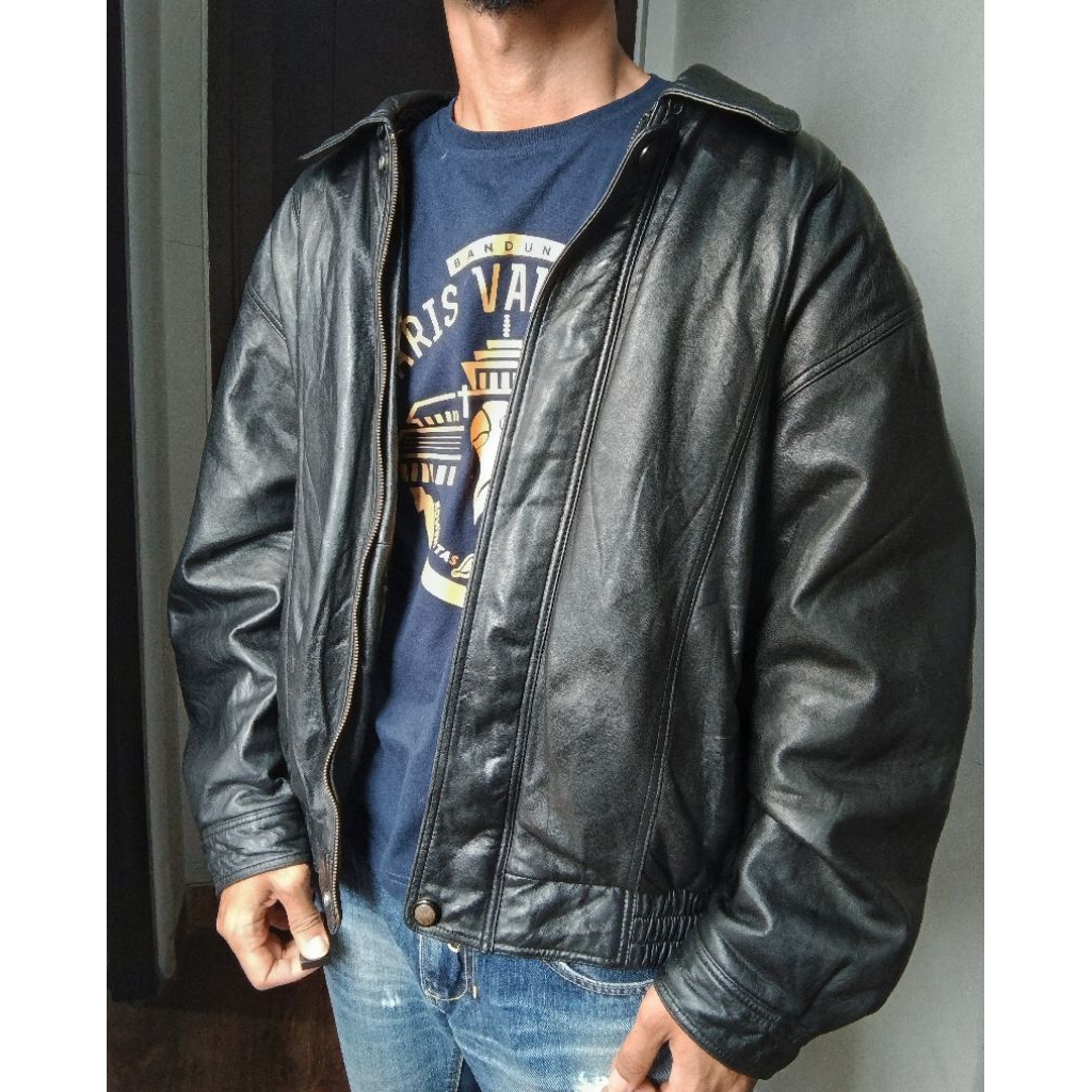 Leather Flight Jacket XXL - Jaket Kulit Pilot Pria Jumbo Big Size Vintage Second