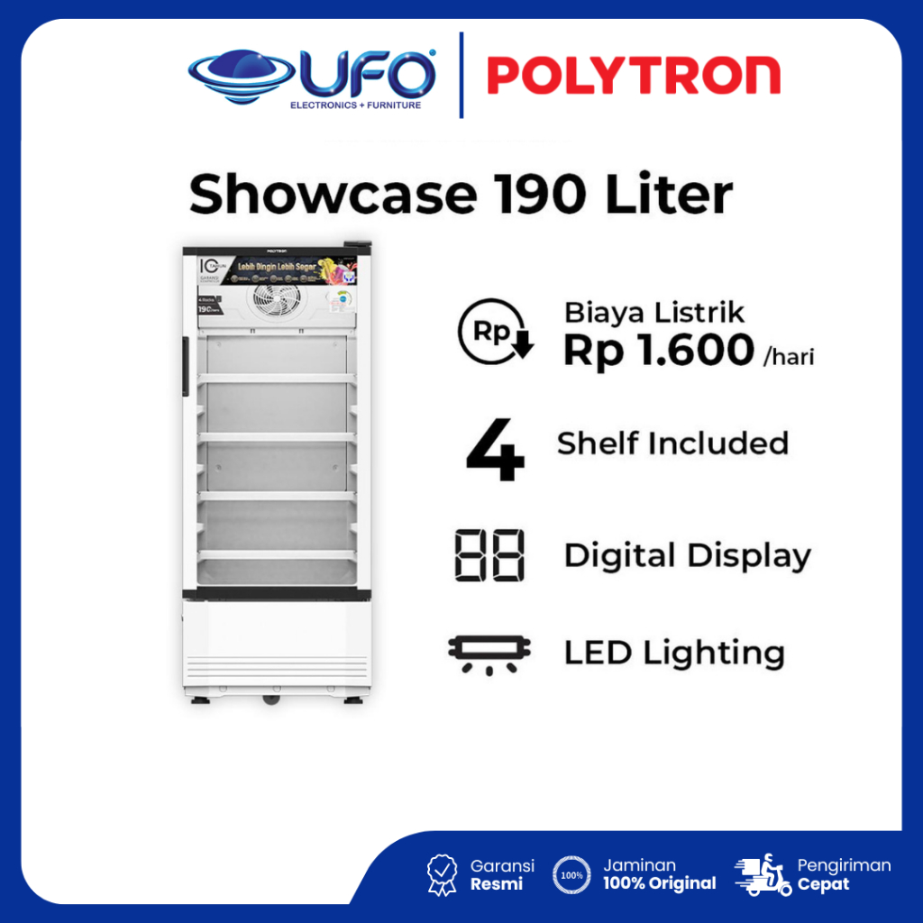 POLYTRON Showcase SCN190 Kulkas Minuman 190 Liter