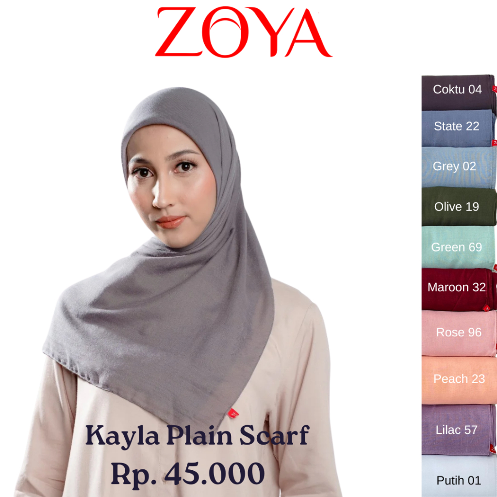 ZOYA Kayla Plain Scarf - Fashion Muslim Kerudung Jilbab Hijab Segi Empat Polos Basic Bahan Voal
