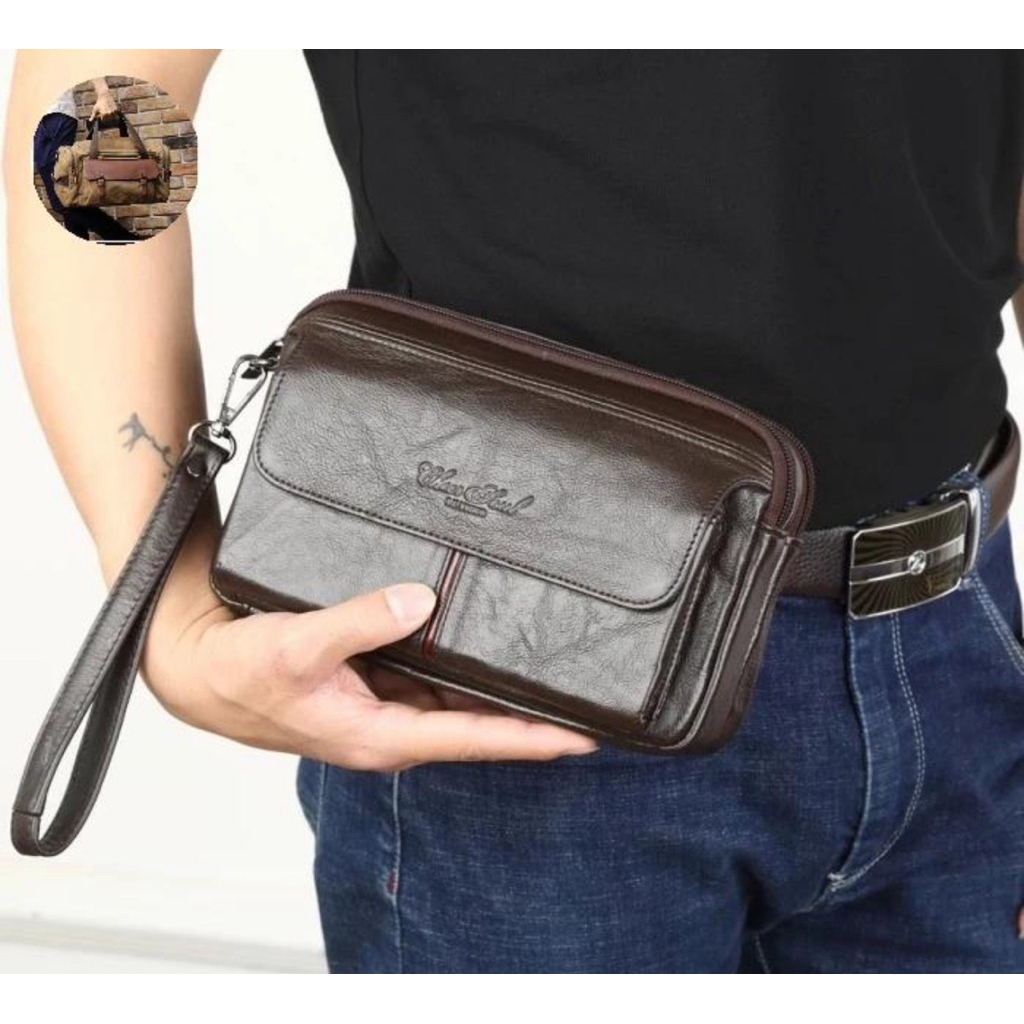 Clutch import kulit asli pria wanita / handbag kulit premium pria /  tas tangan kulit asli import