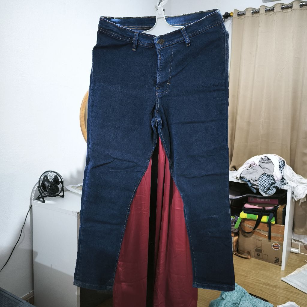 High waist Celana Jeans Wanita Denim Biru Tua Second Prada Milano